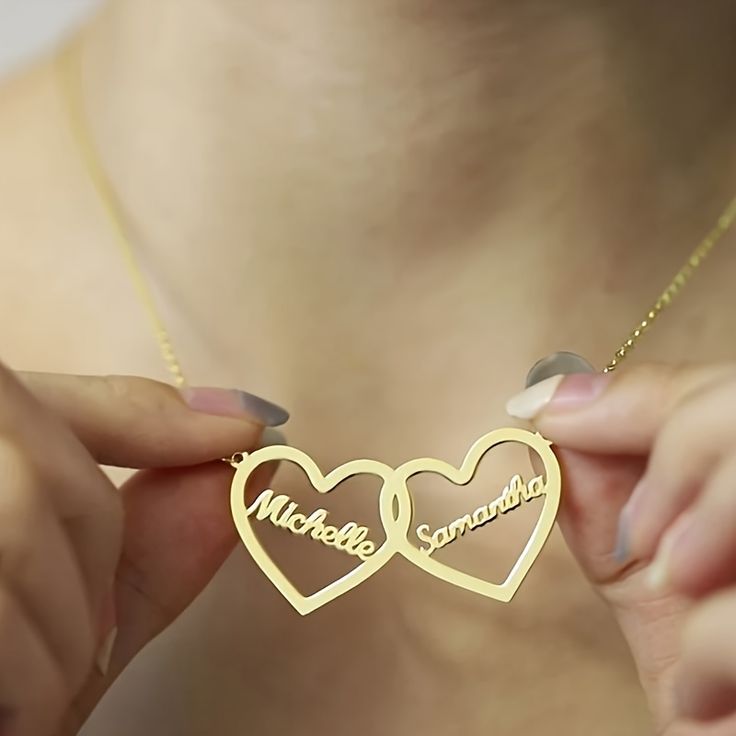 Personalized Heart In Heart Name Necklace (18k Goldplated)