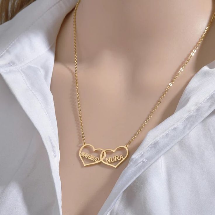 Personalized Heart In Heart Name Necklace (18k Goldplated)