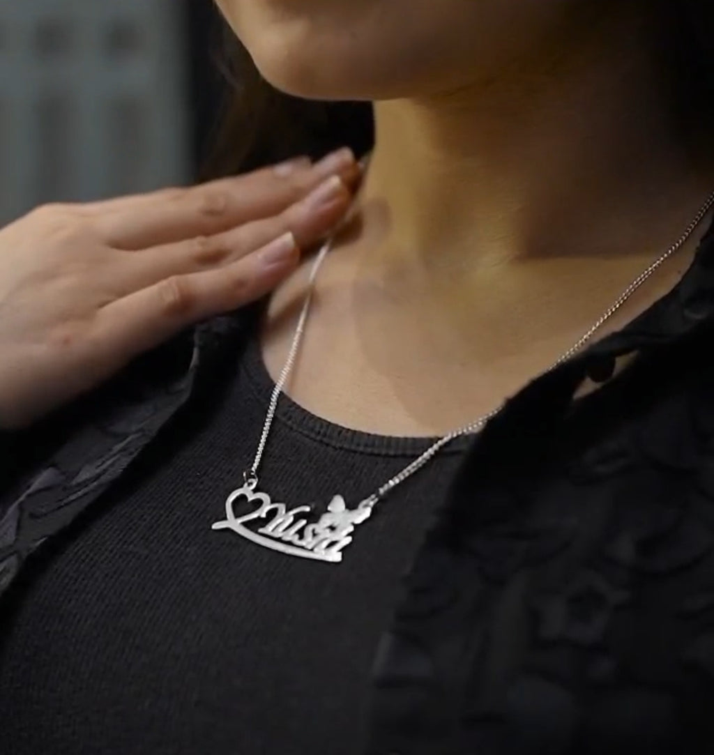 Personalized Butterfly Heart Name Necklace (18k Goldplated)