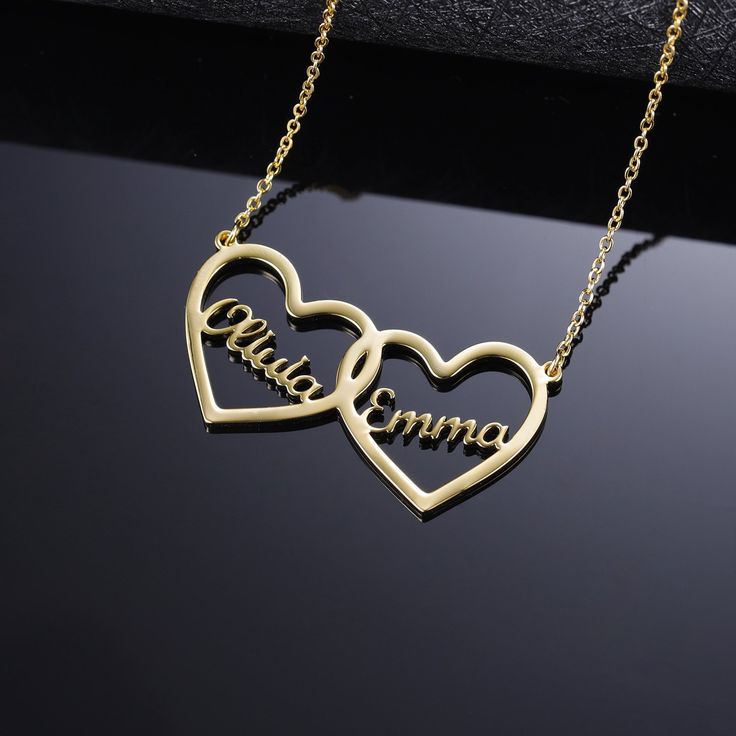 Personalized Heart In Heart Name Necklace (18k Goldplated)